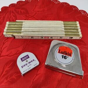 3X Vintage Mix Lot Lufkin Tape Measure Measurement PeeWee 16' Locking Folding